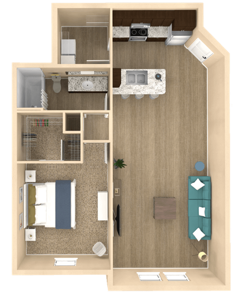 1 bed 1 bath Sanctuary Floor Plan at The Oasis at Town Center, Florida
